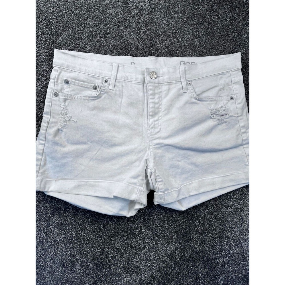 Gap Womens 1969 White Denim Distressed Shorts Size 27R